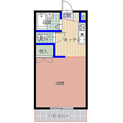 南台ハイツG ワンルームの間取図画像