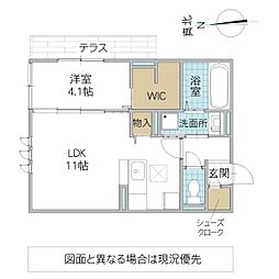 ロンターノ 1階1LDKの間取り