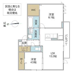 ロンターノ 2階2LDKの間取り