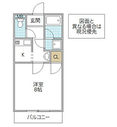 CASAWOODS1 1Kの間取図画像