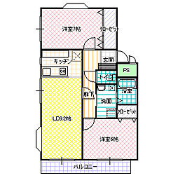 アンソレイユ.S 2LDKの間取図画像