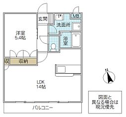 サンク エトワール 2階1LDKの間取り