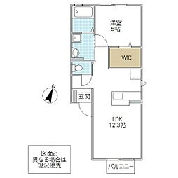 ベアー　フルーツ 2階1LDKの間取り