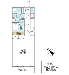 SUN MALL 2階1Kの間取り