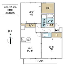 ロイヤルガーデンカーサハラB棟 2LDKの間取図画像