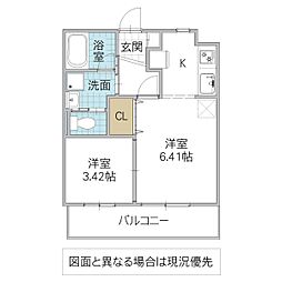 フォーライフヴィラ白帆 1階2Kの間取り