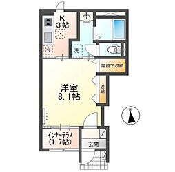 marge 1Kの間取図画像