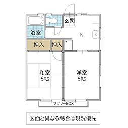 弥生コーポB 2Kの間取図画像