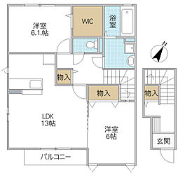ボヌール A 2階2LDKの間取り