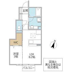 リッツハウスE-AKATSUKA 1階1LDKの間取り