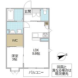 メゾン・ディール 2階1LDKの間取り