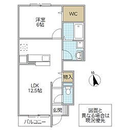CasaR.TB棟 1LDKの間取図画像