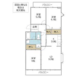 ルミエール緑岡A 3LDKの間取図画像