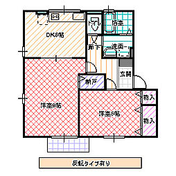 ブリリアントハイツ 201号室 2階2DKの間取り
