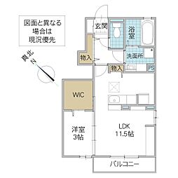 ヴァレンティーナ G 1階1LDKの間取り
