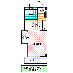 プレリ西大島 1Kの間取図画像