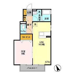 プレアデス見川 D 1階1LDKの間取り