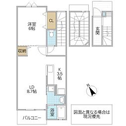 ブリーズガーデン I 3階1LDKの間取り