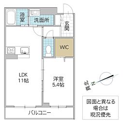 バレヌブルー元山 207号室 2階1LDKの間取り