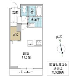 バレヌブルー元山 2階ワンルームの間取り