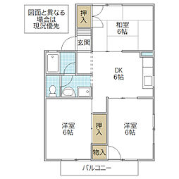 オルベージュ・A 3DKの間取図画像