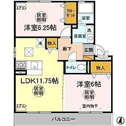 大黒屋 八番館 1階2LDKの間取り