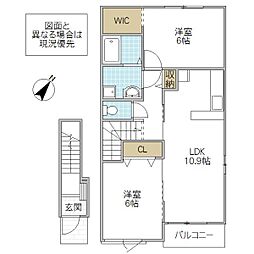 メグミ ヴィラ 2階2LDKの間取り