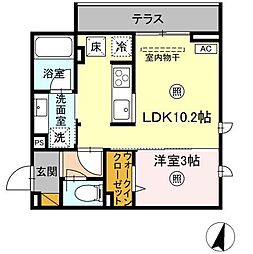 プラデーラ 101号室 1階1LDKの間取り
