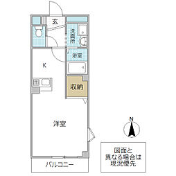 O’sフトゥーロ 2階ワンルームの間取り