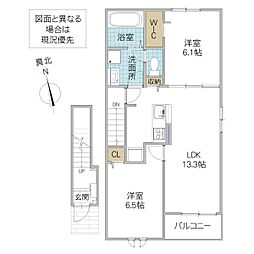 ヴィオラ C 205号室 2階2LDKの間取り
