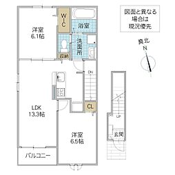 ヴィオラ C 201号室 2階2LDKの間取り