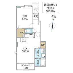 アヴニール A 104号室 1階1LDKの間取り