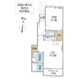 アヴニール A 102号室 1階1LDKの間取り