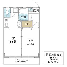 参番館ビル 3階1DKの間取り