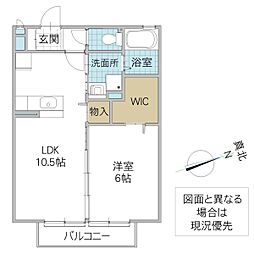 エレヴァート 2階1LDKの間取り