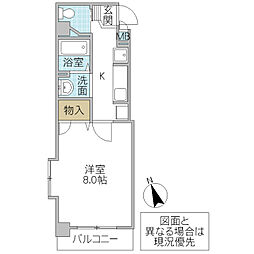 フォーライフヴィラ大工町 2階1Kの間取り
