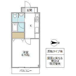 HYDE PARK MITO 3階1Kの間取り