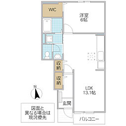 ヴィラ青山 1階1LDKの間取り
