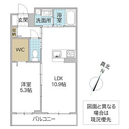 ヴィアソーレ 2階1LDKの間取り