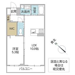 ヴィアソーレ 205号室 2階1LDKの間取り