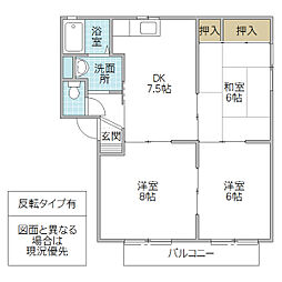 Charles grande C棟 2階3DKの間取り