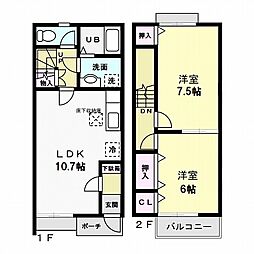 クラシード B 2LDKの間取り