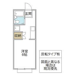 クアトロC ワンルームの間取図画像