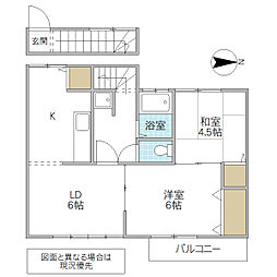 笠間グリーンハイツ 1階2LDKの間取り