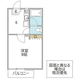 CASA QUATRO 2階1Kの間取り