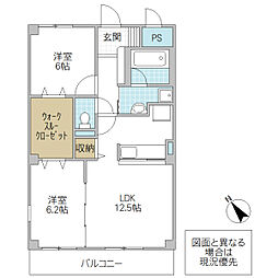 ベルグレイス 2階2LDKの間取り