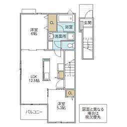 ドルチェ・T 2階2LDKの間取り