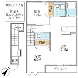 La recolte 2階2LDKの間取り
