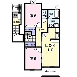 プラシードフィル IV 2階2LDKの間取り