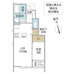 レーガベーネ東原 1階1LDKの間取り